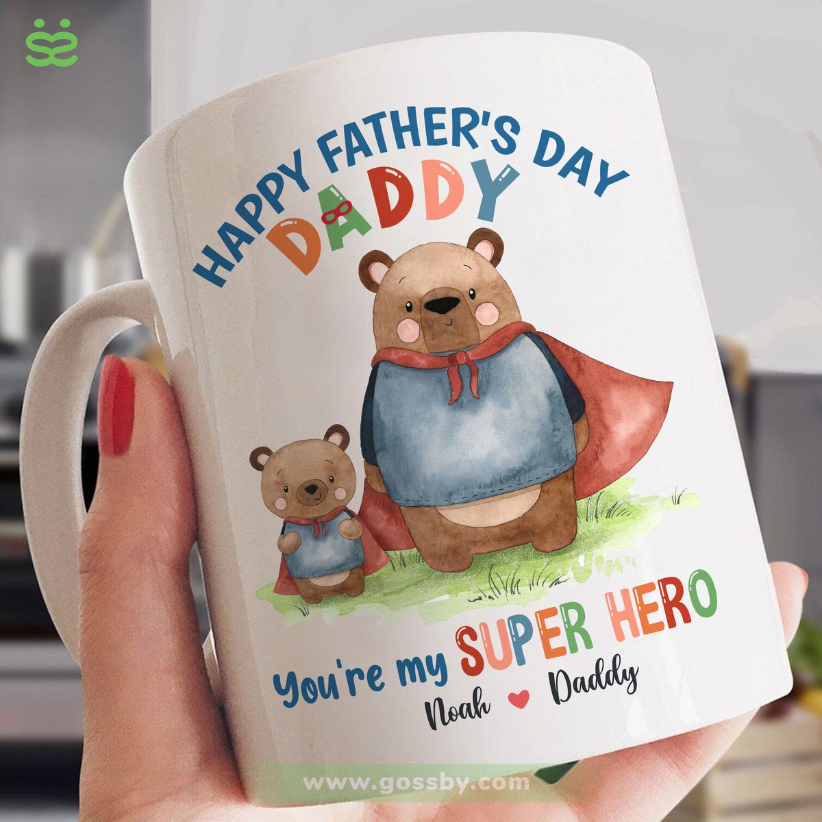 Personalized Mug - Father's Day - My dad is My hero - Bear_5