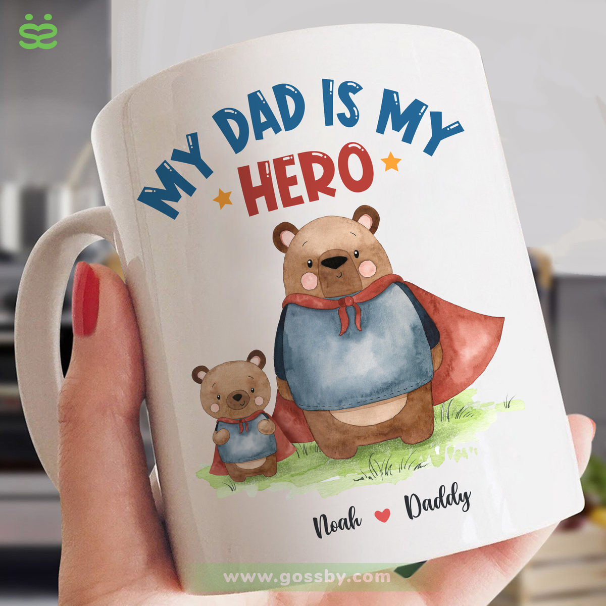 Personalized Mug - Father's Day - Leveled Up To Daddy - Bear