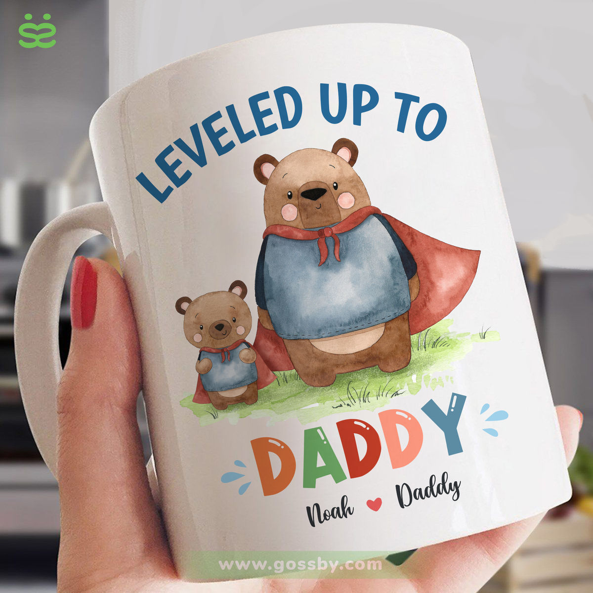 Personalized Mug - Father's Day - Leveled Up To Daddy - Bear_1