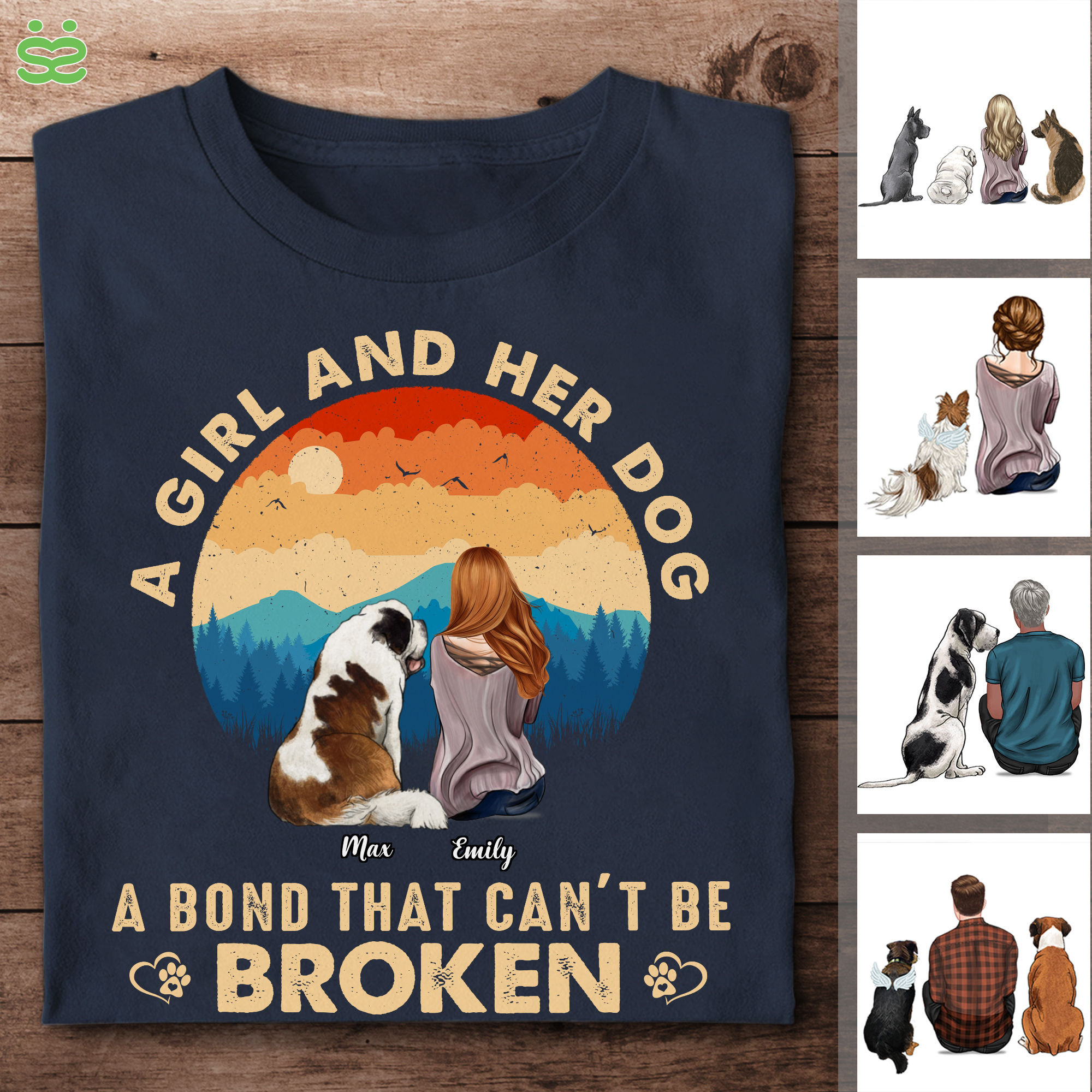 Gossby Personalized Classic Tee Black S - Girl and Dogs Shirt - A Girl and Her Dog, It's A Beautiful Thing