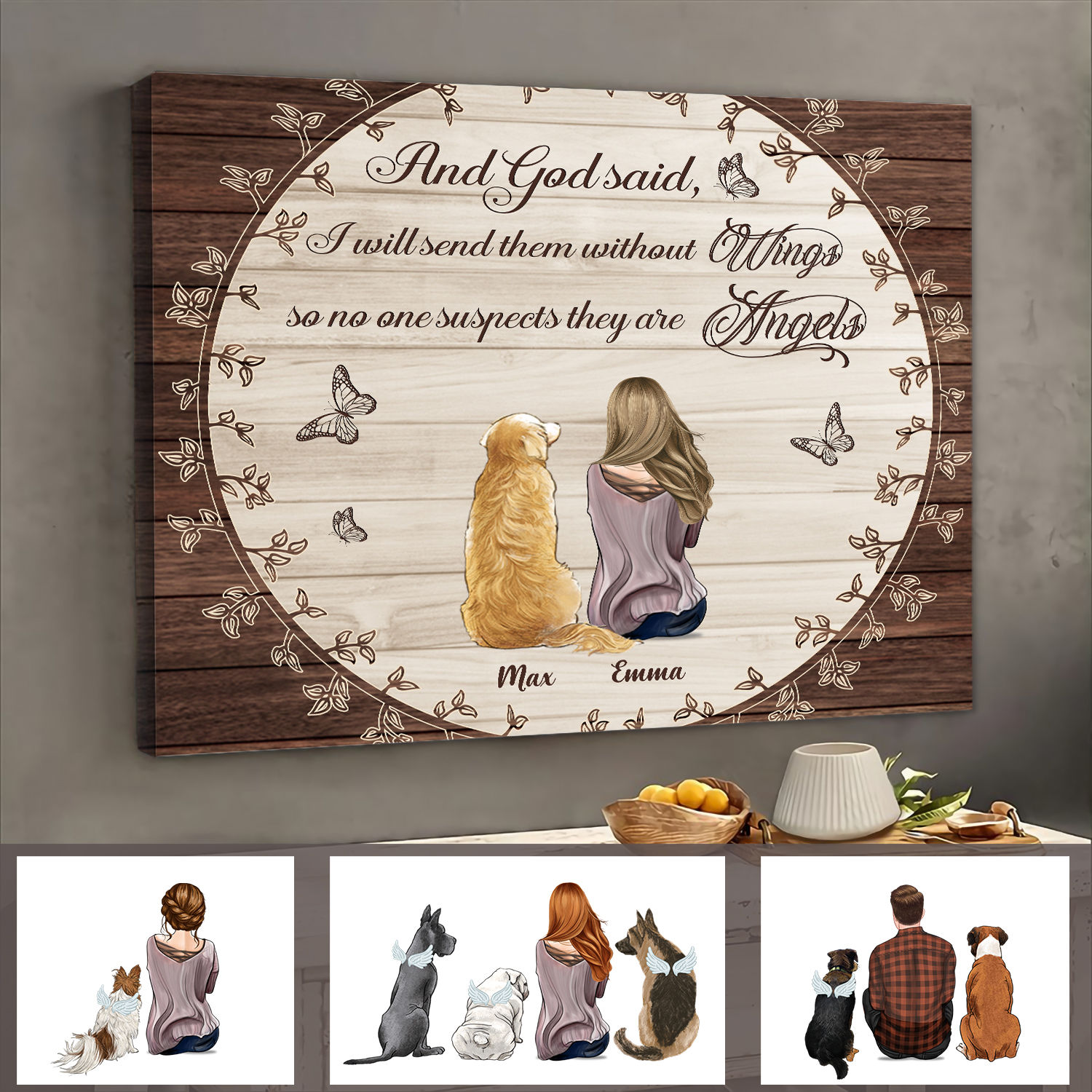 Targa In Metallo Vintage 20x30 Cm Con Scritta: 'God Said Let Us Send Them Without Wings So None Suspect They Are Angels'
