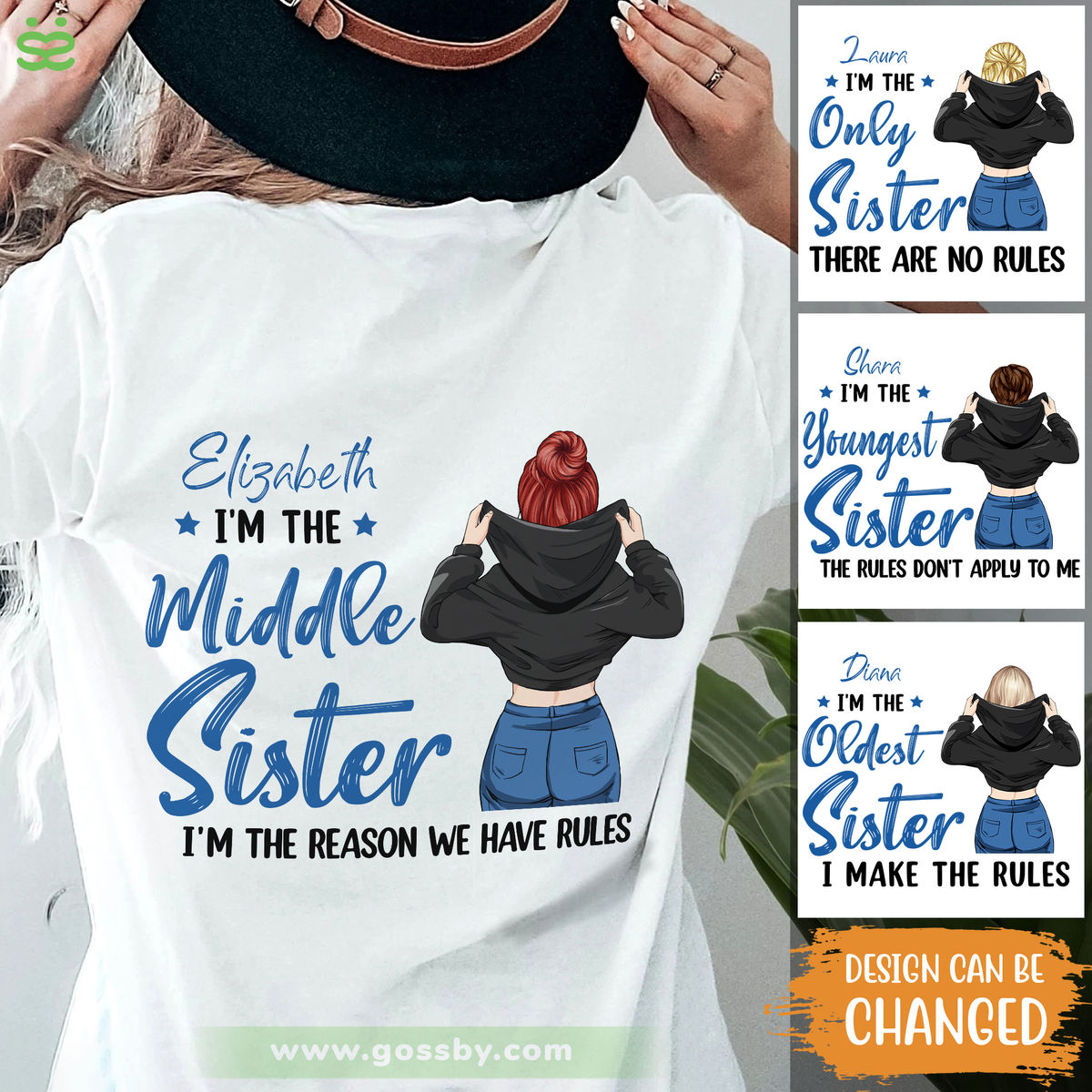 Personalized Shirt - Sisters Tshirt - I'm the middle sister, I'm the reason we have rules