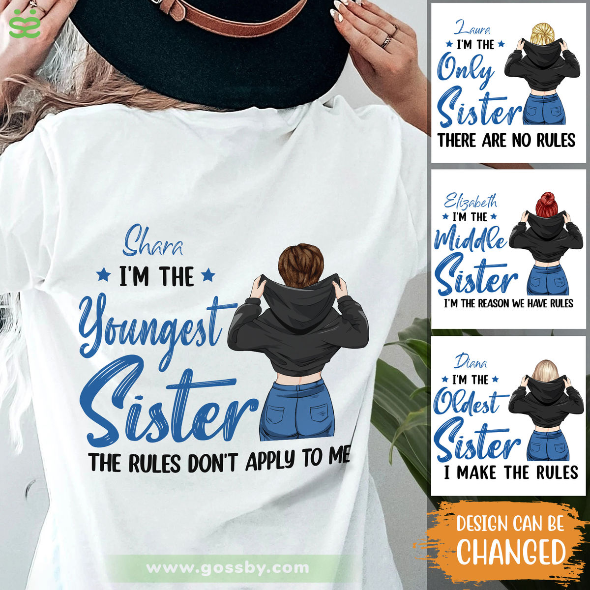 Personalized Shirt - Sisters Tshirt - I'm youngest sister, the rules don't apply to me