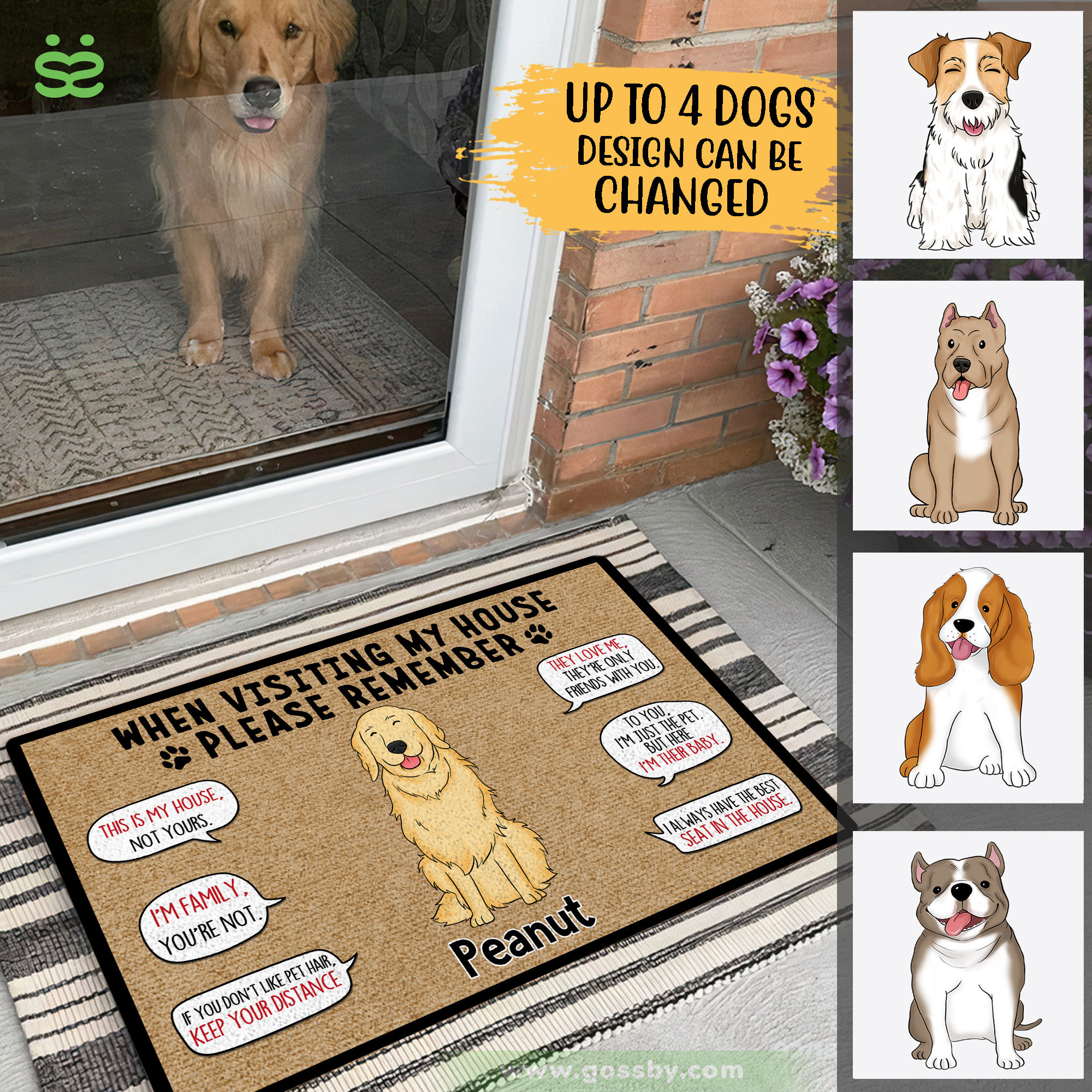 Girl and dogs - Personalized dog doormat – Giftymize™️