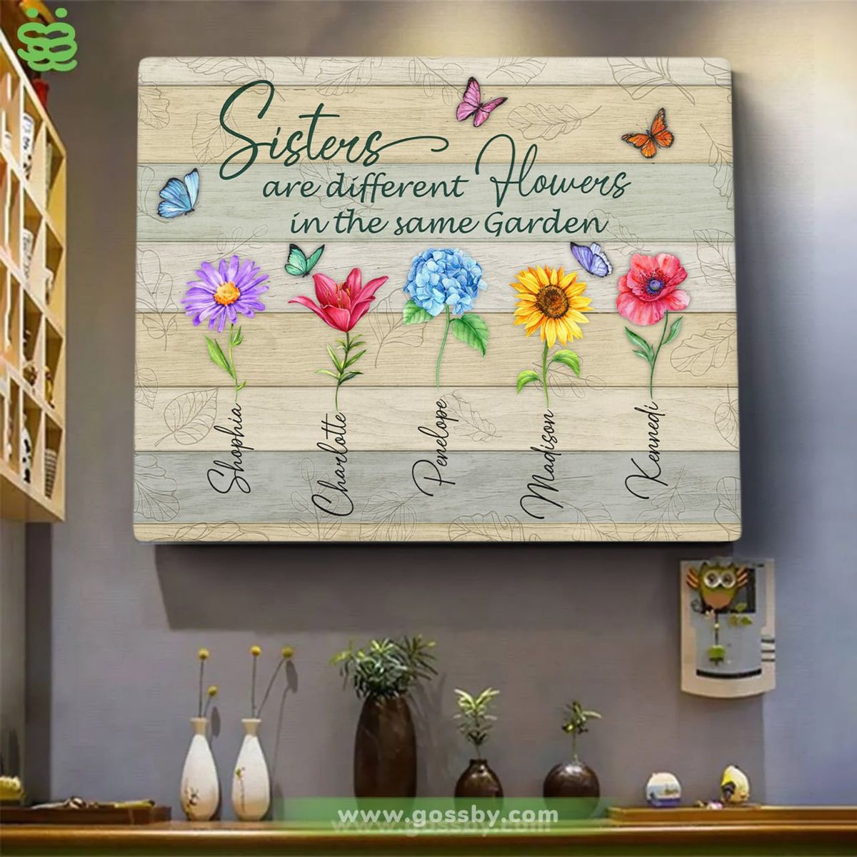 Personalized Wrapped Canvas - Family - Sisters are different flowersin the same garden