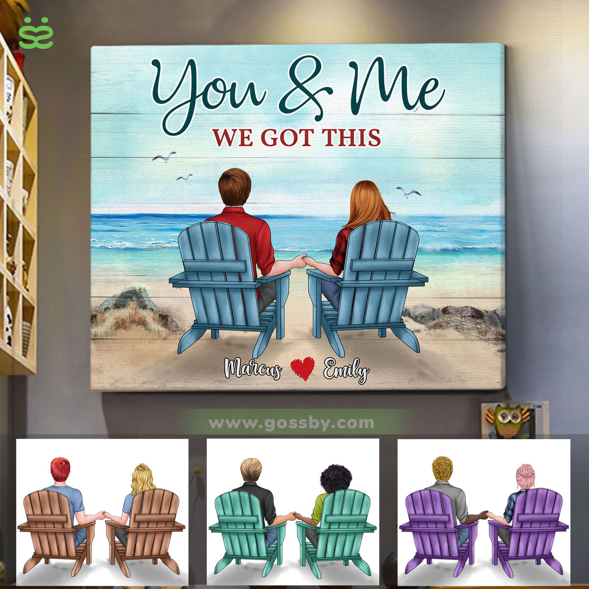 Gift For Couples - Back View Couple Sitting Beach Landscape You & Me We Got This - Anniversary Gifts, Husband Wife, Valentine Gifts - Personalized Wrapped Canvas