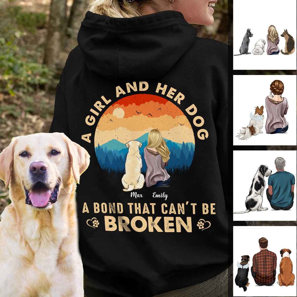 Dog Lover Gifts - A girl and her dog - a bond that can't be broken (Custom Hoodies - Christmas Gifts for Women)