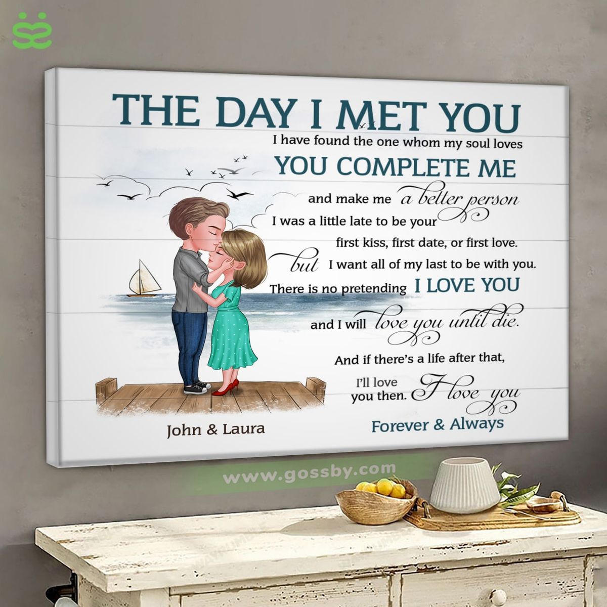 Personalized Wrapped Canvas - Couple - The Day I Met You I Have Found The One Whom My Soul Loves (17485)