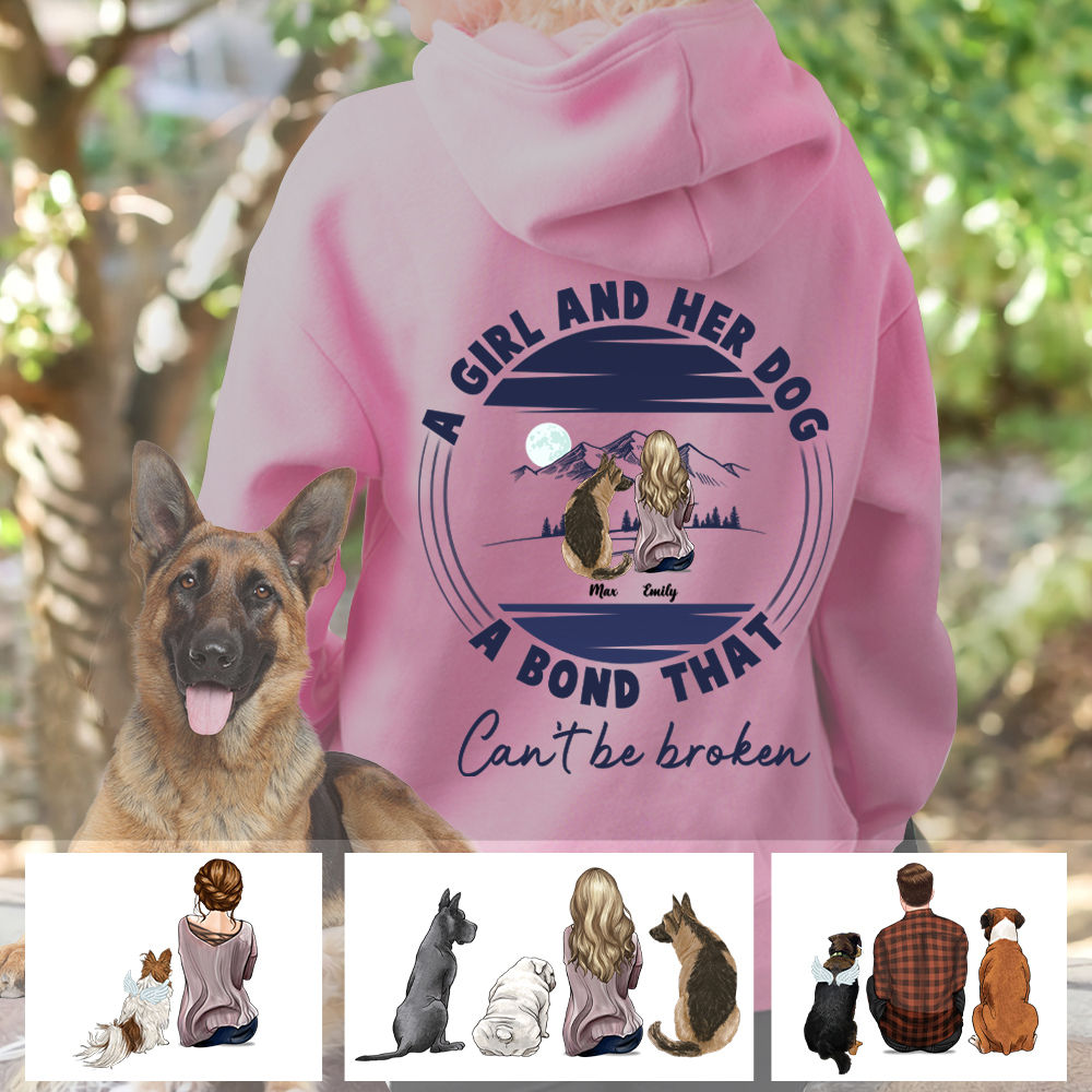 Dogs hoodie - A girl and her dog a bond that can't be broken