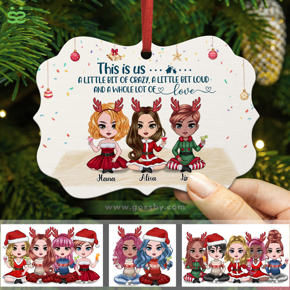 Up To 8 Dolls - This is us a little bit of crazy a little bit loud and a whole lot of love - Personalized Ornament