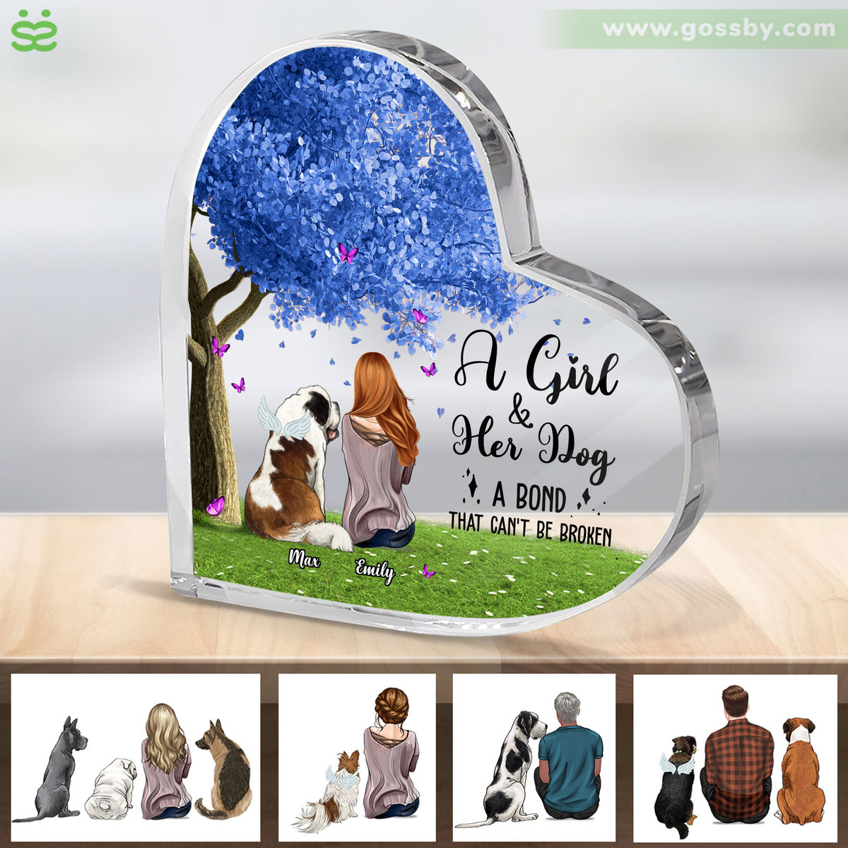 Transparent Plaque - Dog Lover Gifts - Woman and Dog - You were my favorite hello and my hardest goodbye (Custom Heart-Shaped Acrylic Plaque) - Personalized Desktop_1