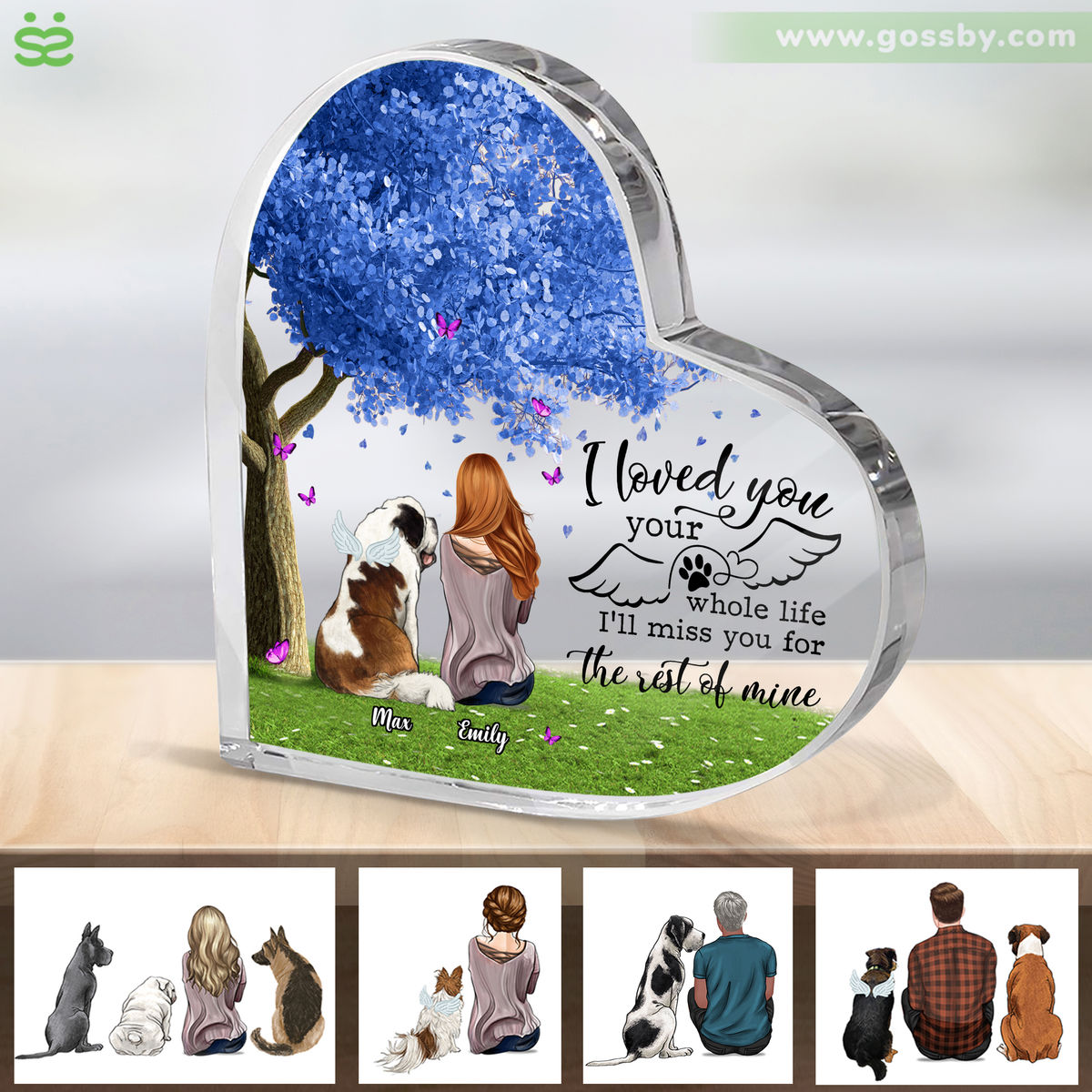 Transparent Plaque - Dog Lover Gifts - Woman and Dog - You were my favorite hello and my hardest goodbye (Custom Heart-Shaped Acrylic Plaque) - Personalized Desktop_2