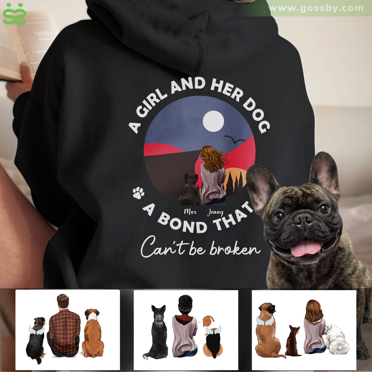 Personalized Shirt - Hoodie - Dog Lover Gifts - A girl and her dog, a bond that can't be broken (30816) (Custom Hoodies - Christmas Gifts for Women)_4