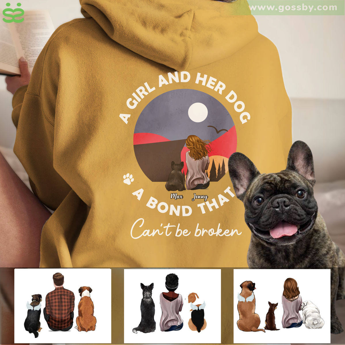 Personalized Shirt - Hoodie - Dog Lover Gifts - A girl and her dog, a bond that can't be broken (30816) (Custom Hoodies - Christmas Gifts for Women)_2