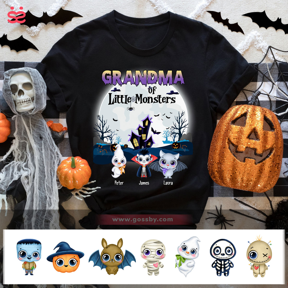 Personalized Shirt - Halloween T shirt - Grandma little of monsters