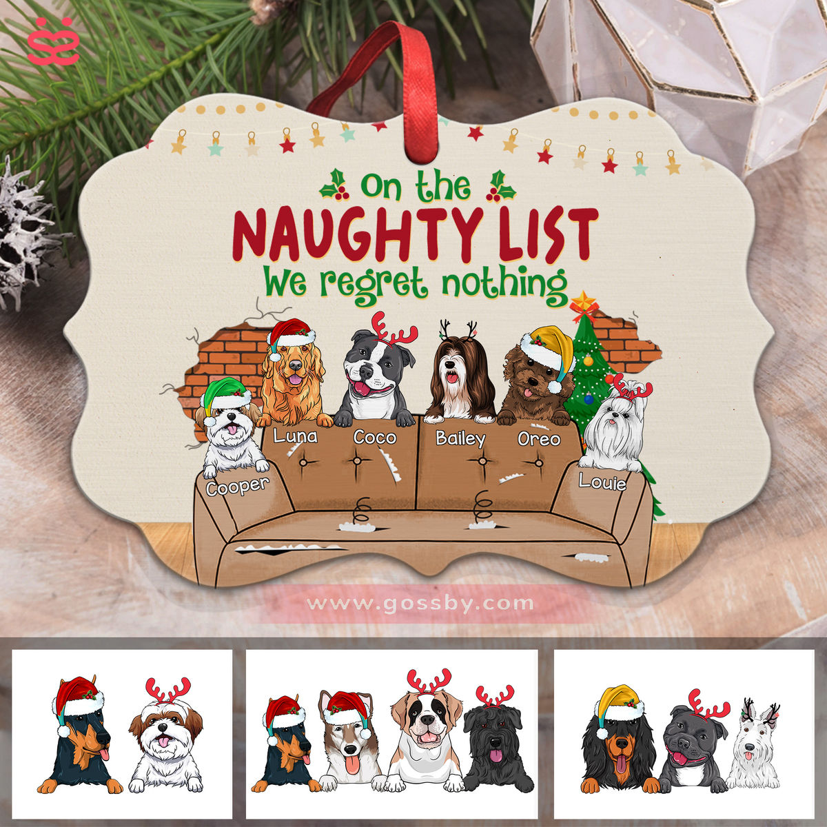 Dog Lovers - On The Naughty List We Regret Nothing - Personalized Ornament