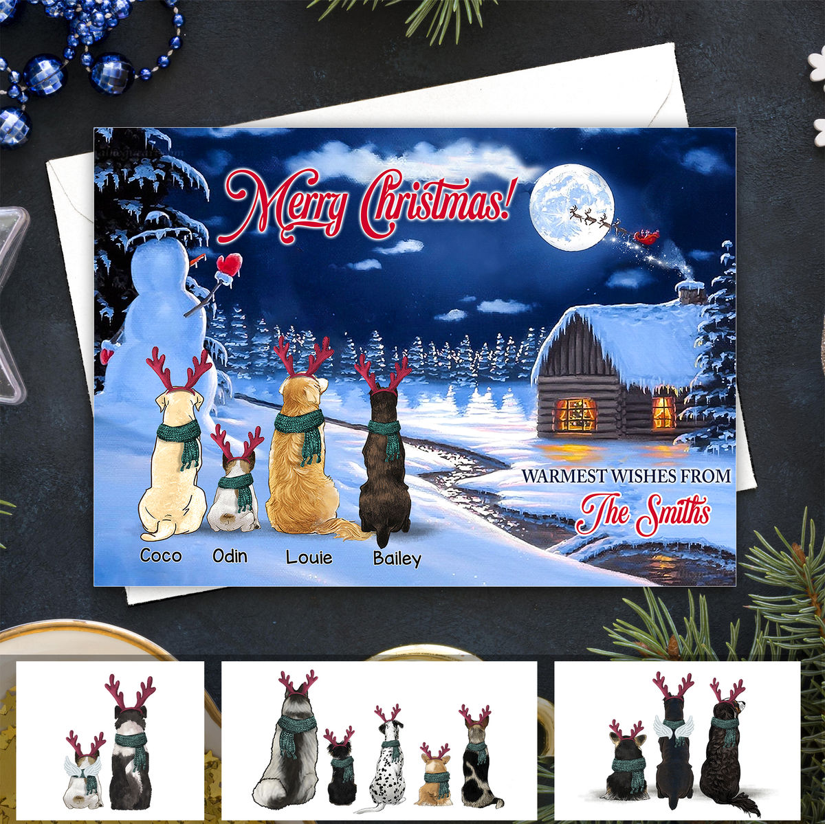 Personalized Card - Personalized - Christmas Postcard - Merry Christmas Warmest wishes from The Smiths
