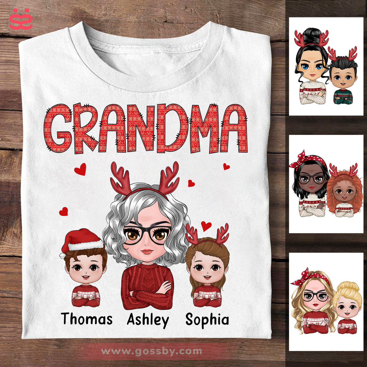 Personalized Shirt - Gift For Grandma - Christmas Pattern Grandma And  Grandkids - Christmas Gifts, Christmas Gift For Grandma (