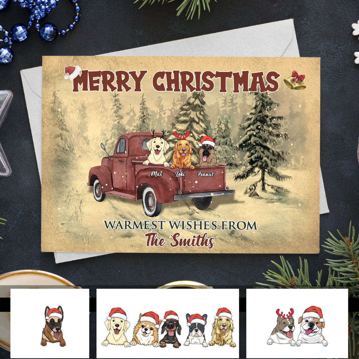 Personalized Card - Personalized - Christmas Gift - Christmas Card - Merry Christmas warmest wishes from the Smiths V2