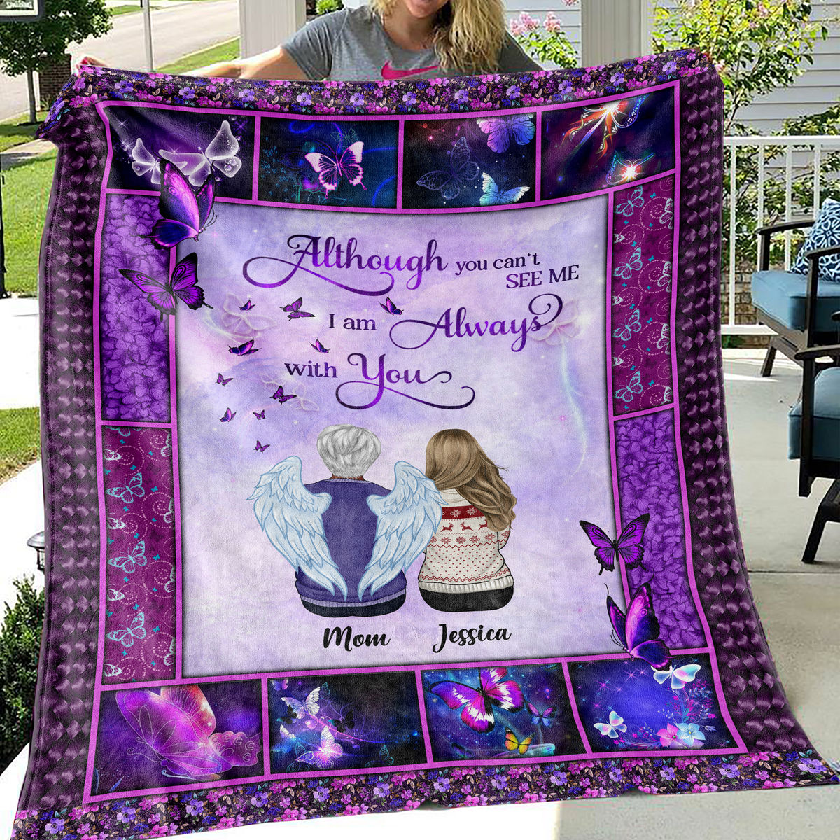 Personalized Blanket - Family - Although you can't see me. I am always with you - Blanket