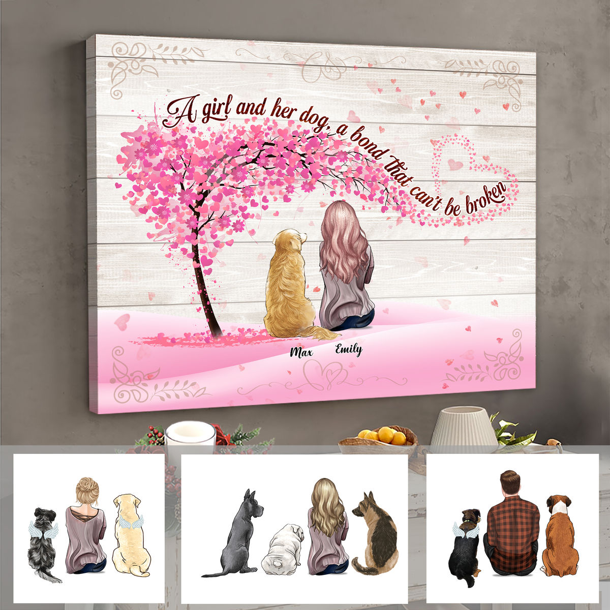 Dog Lovers Canvas - Christmas Gift - A girl and her dog, a bond that can't be broken - Dog Lover Gifts - Personalized Wrapped Canvas