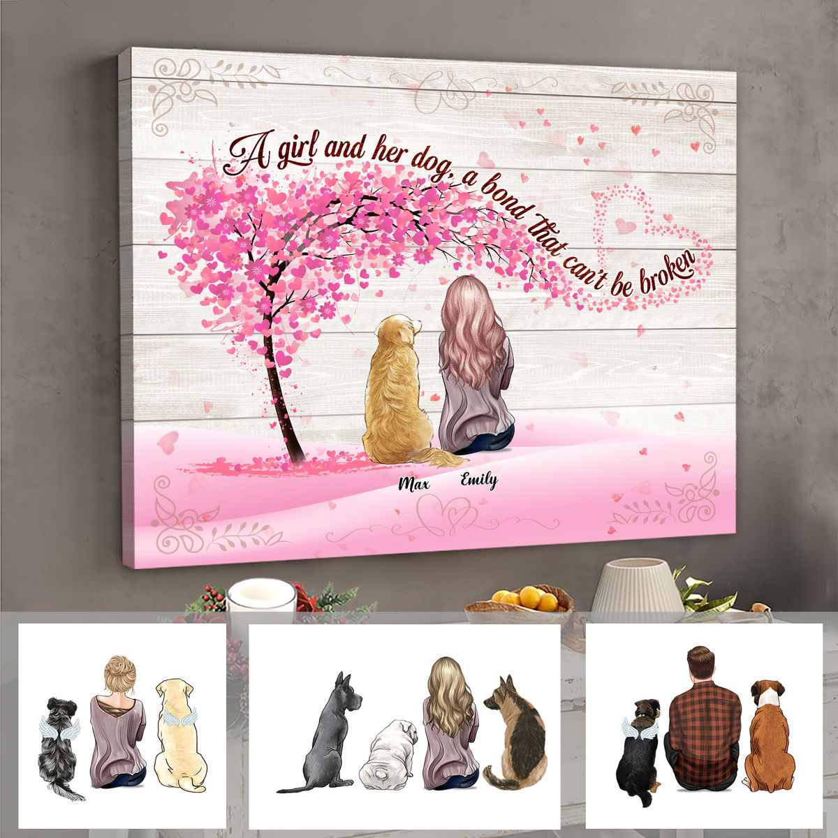 Personalized Wrapped Canvas - Dog Lovers Canvas - Christmas Gift - A girl and her dog, a bond that can't be broken - Dog Lover Gifts