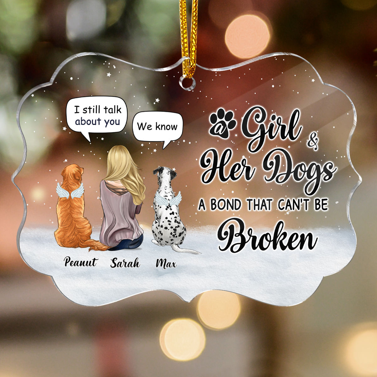 Dog Lover Gifts - A Girl and her dogs a bond that can't be broken (Christmas, Memorial, Loving Gift For Pet Loss Owners)