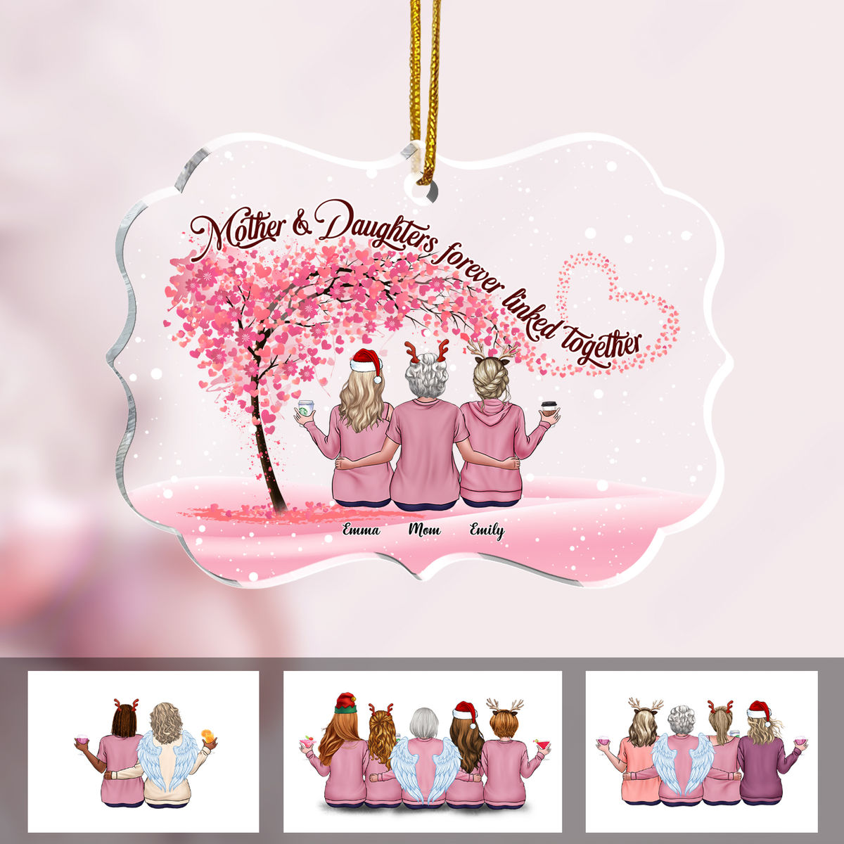 Personalized Ornament - Mother and Daughters - Xmas Ornament - Mother & Daughters Forever Linked Together