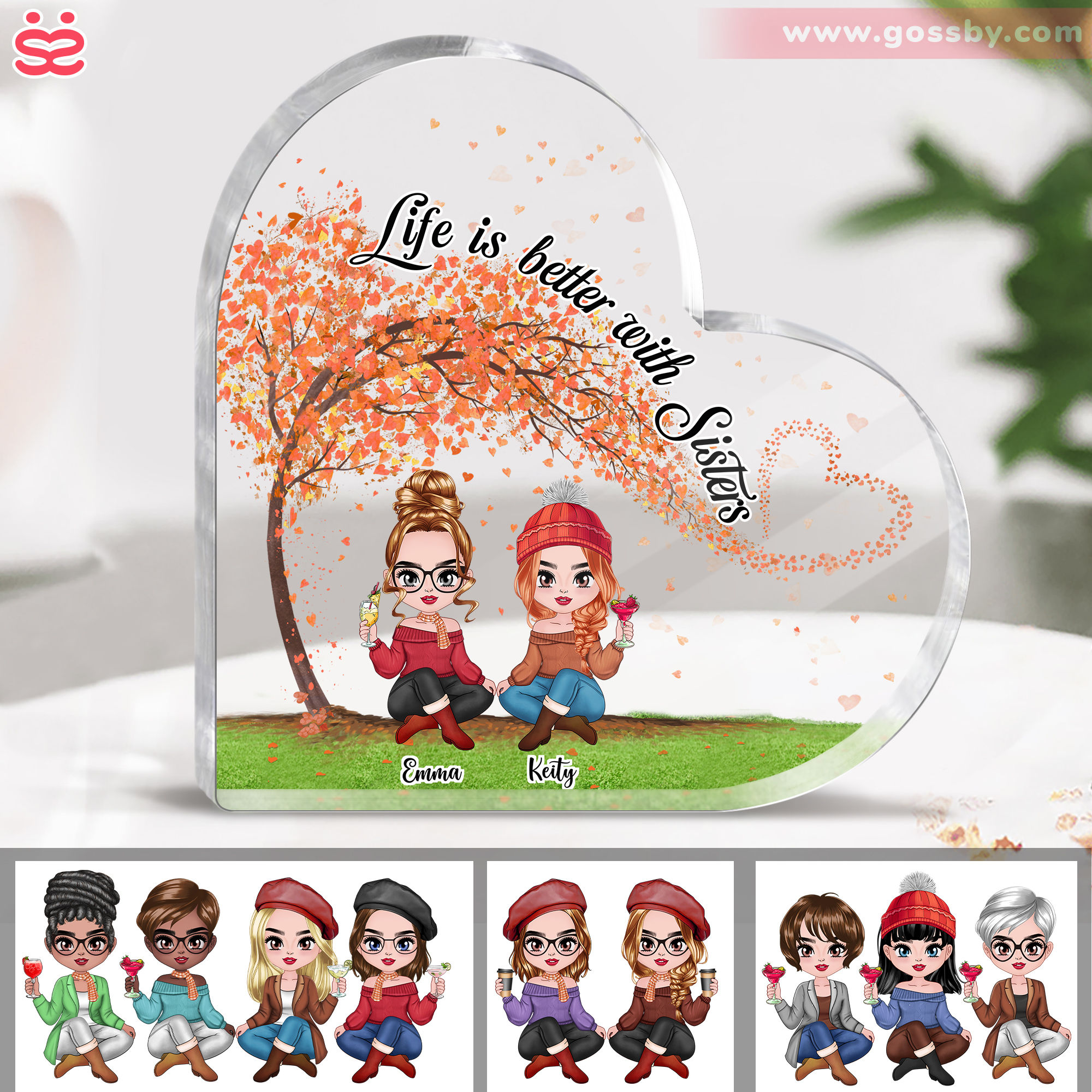 Transparent plaque life is better with sisters personalized desktop