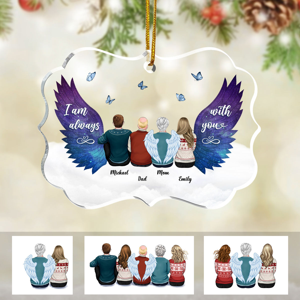 Personalized Ornament - Transparent Christmas Ornament - Heaven - I am always with you (Custom Acrylic Medallion Ornament)