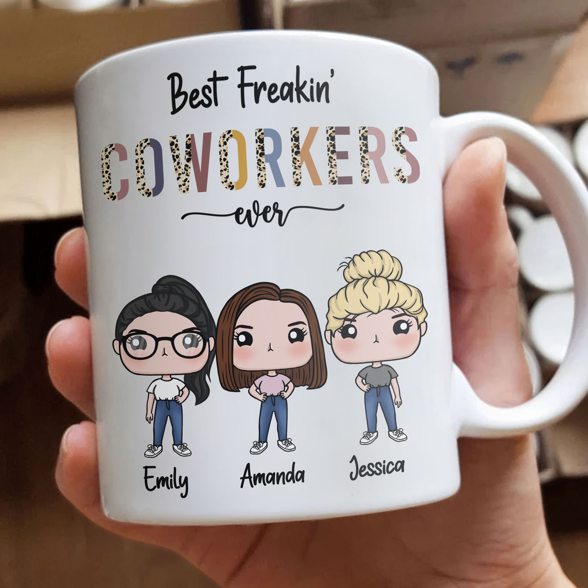 Personalized Wine Glass - Work Bestie Figures - Best Freakin Coworkers Ever - Farewell Gifts - Birthday Gifts, Christmas Gifts For Coworkers (1113)_2