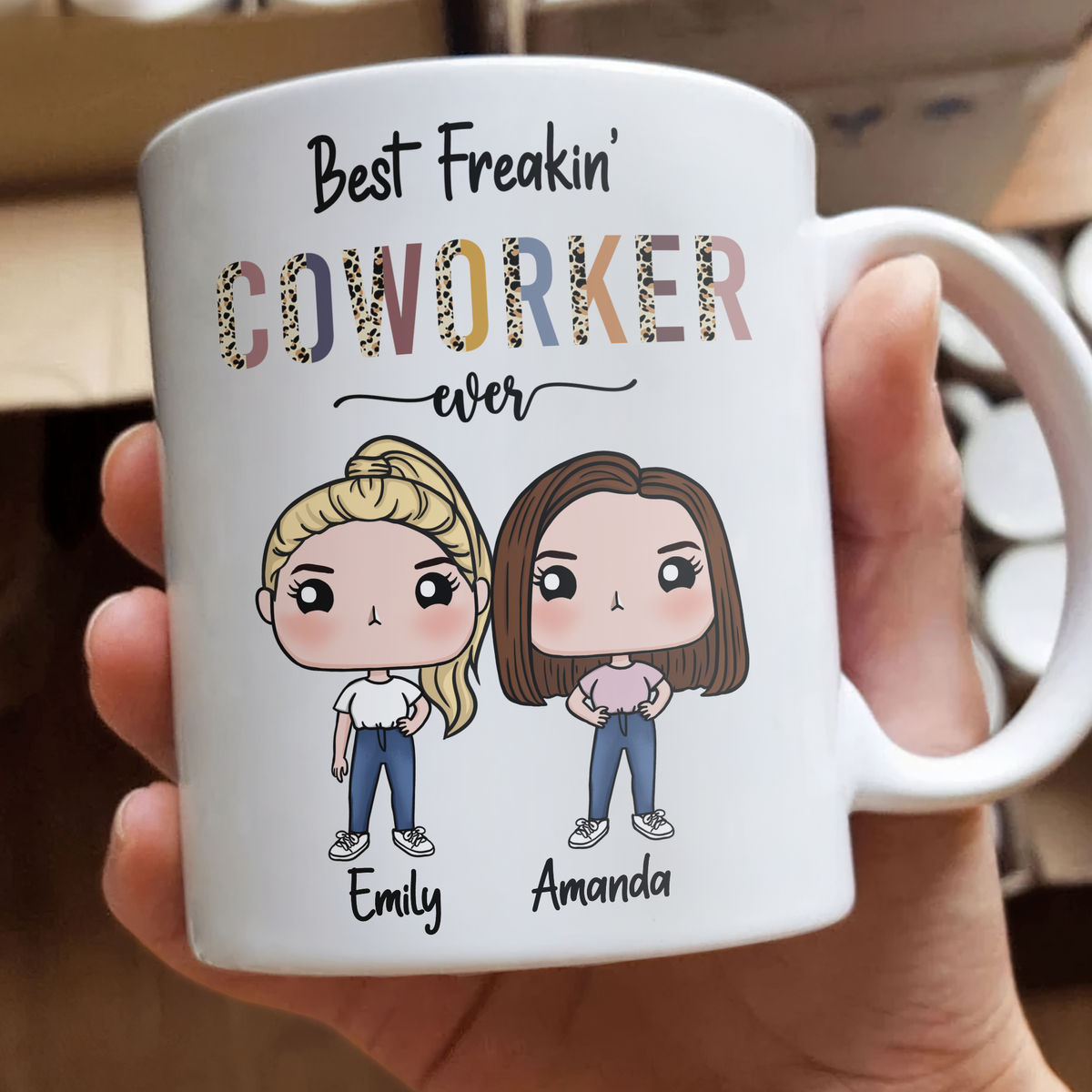 Personalized Wine Glass - Work Bestie Figures - Best Freakin Coworkers Ever - Farewell Gifts - Birthday Gifts, Christmas Gifts For Coworkers (1113)_3