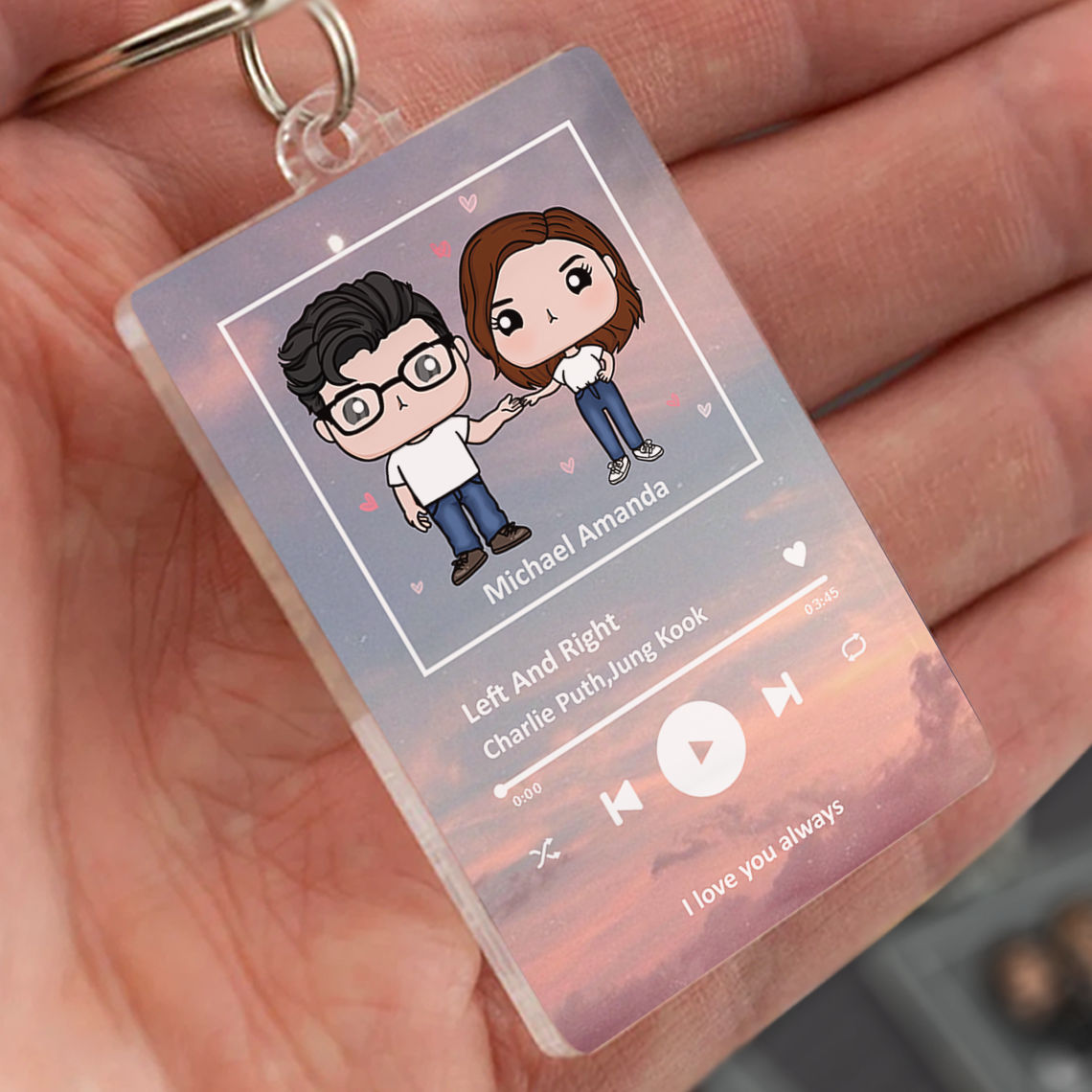 Personalized Keychain - Song Keychain - Couple Figure - You are