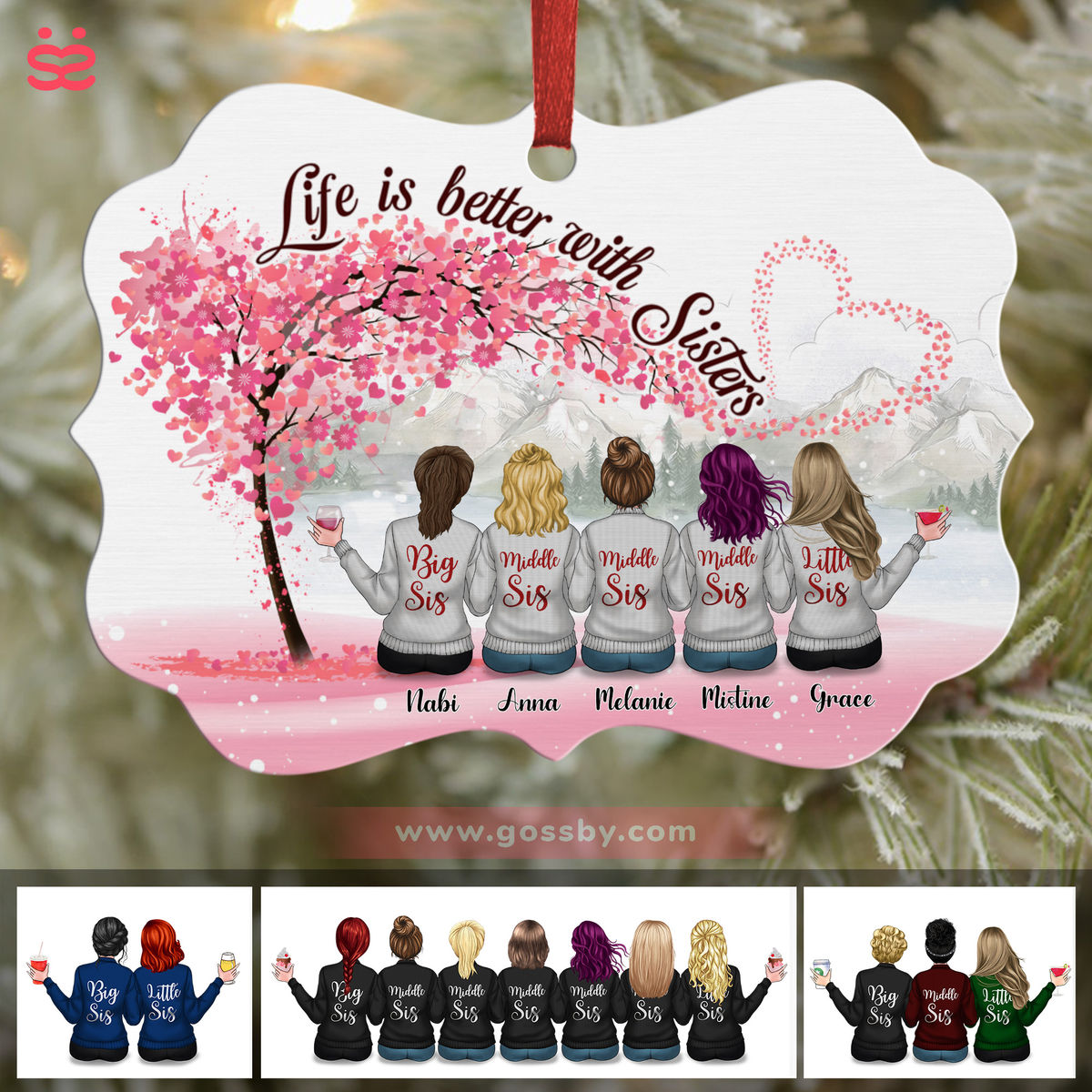 Personalized Ornament - Christmas Ornament - Life is better with Sisters