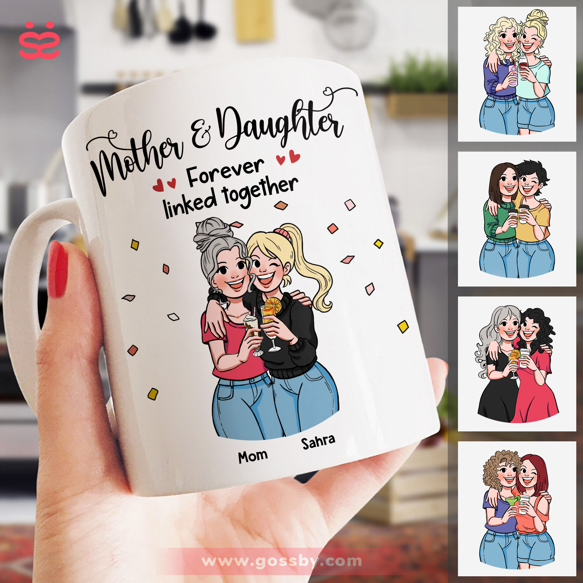 Personalized Mom & Daughter Crystal Heart - Mother's Day Gift Idea From Daughter - Mother & Daughter Forever Linked Together