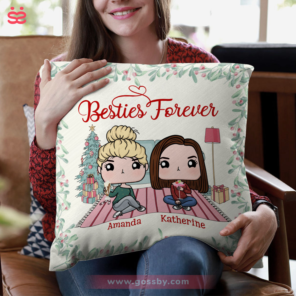 Personalized Pillow - Custom Best Friend Pillow - Besties Forever (N9)