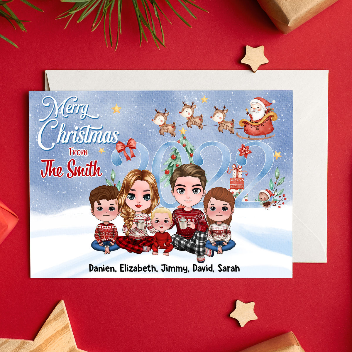 Personalized Card - Christmas Card - Adorable Flatcard - Merry Christmas and Happy New Year from the Family_1