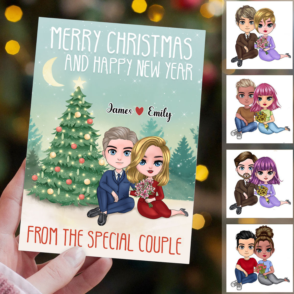 Personalized Card - Couple Christmas - Merry christmas and happy new year form the special couple - Pesonalized Christmas Card_3