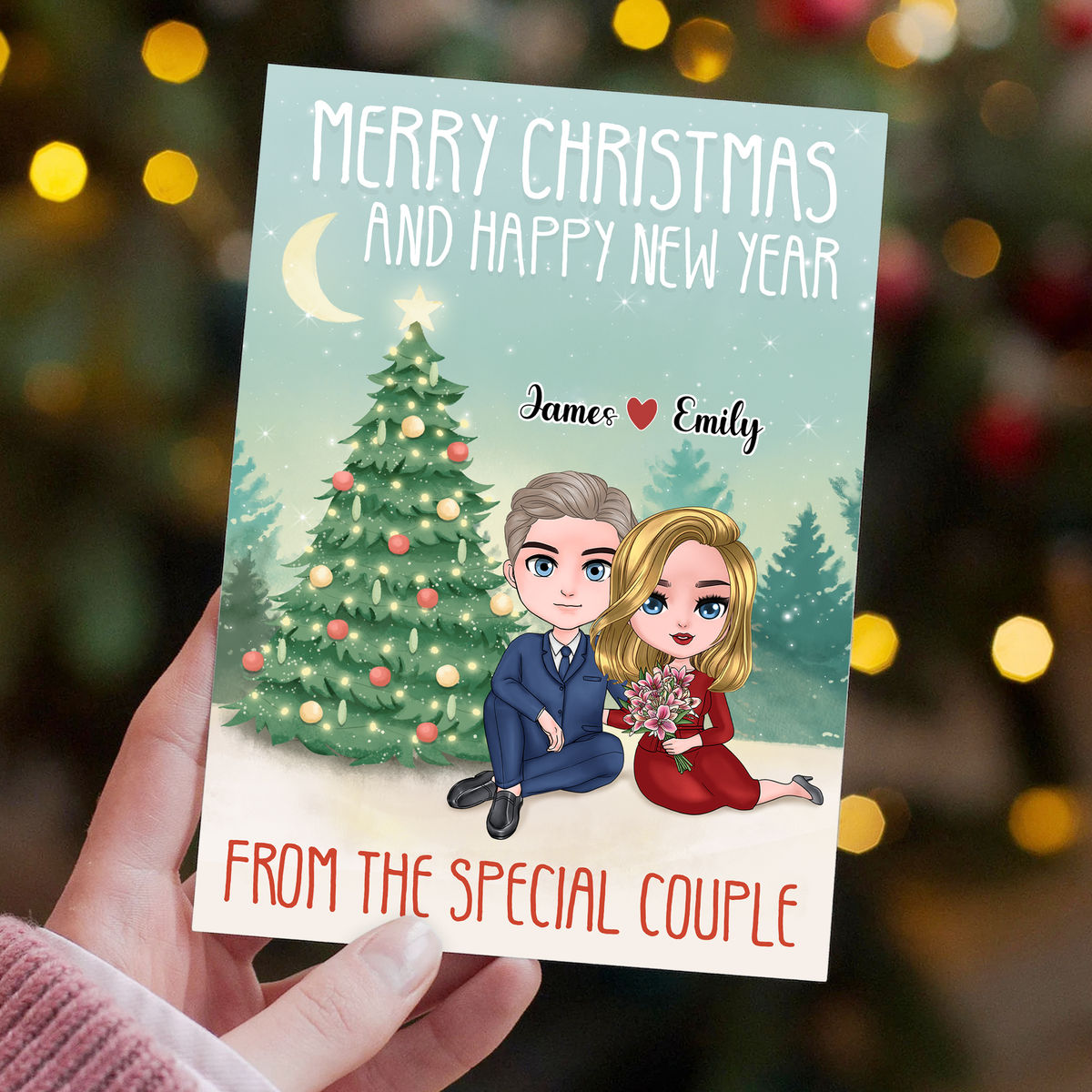 Personalized Card - Couple Christmas - Merry christmas and happy new year form the special couple - Pesonalized Christmas Card_2