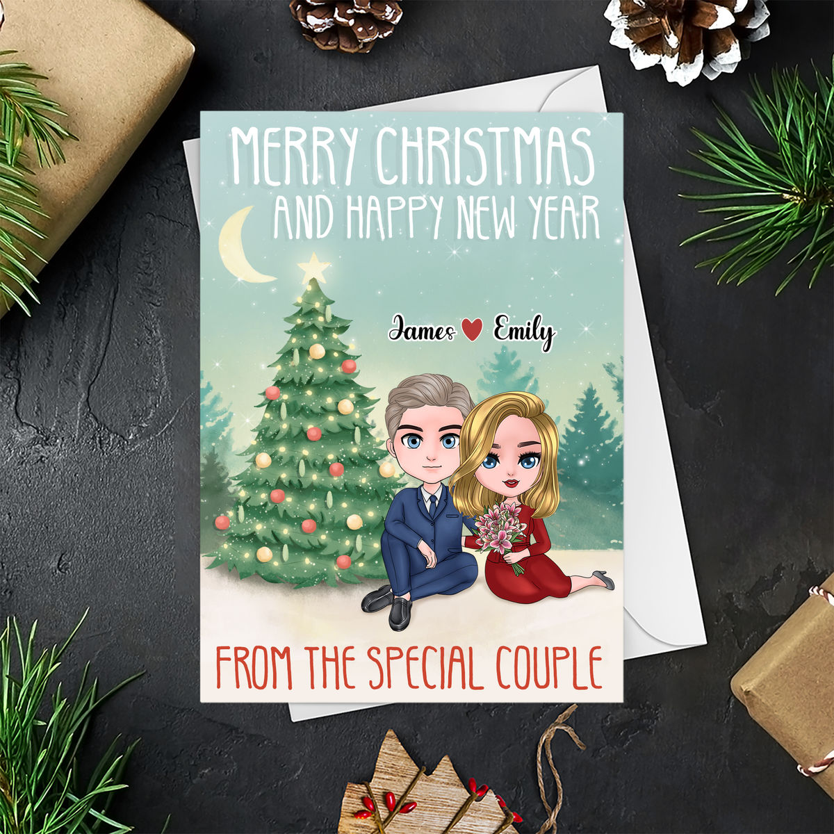 Personalized Card - Couple Christmas - Merry christmas and happy new year form the special couple - Pesonalized Christmas Card_1