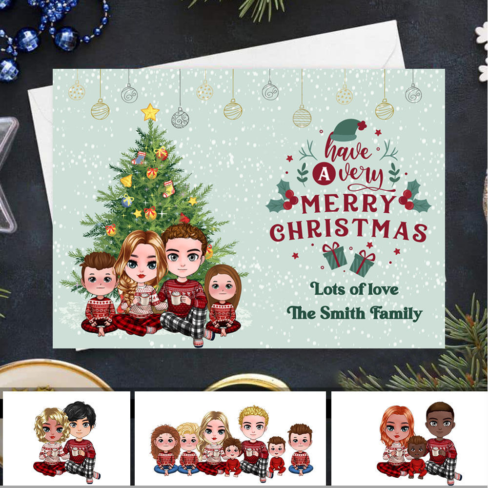 Personalized Card - Family Personalize Postcard - Christmas Gift - Christmas Card - Have A Very Merry Christmas