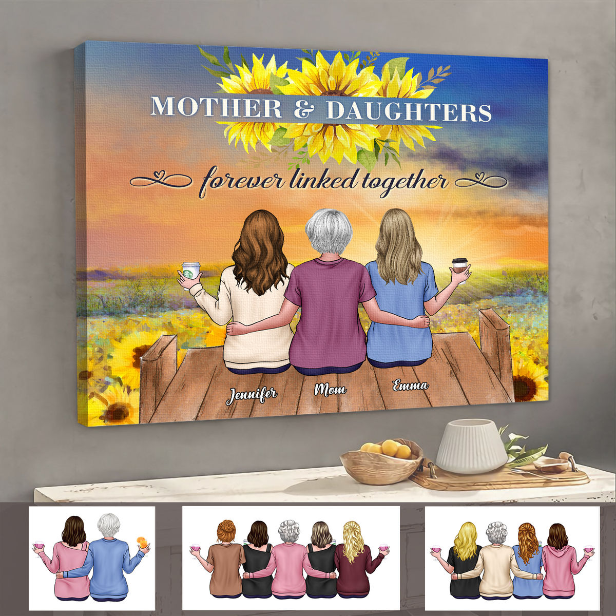 Mother's Day Gift - Mother & Daughters Forever Linked Together