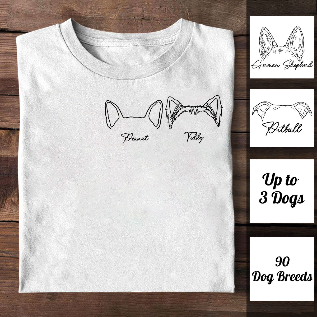 Personalized Shirt - Dog Ear Shirt - Custom Shirt - Custom Hoodie - Christmas Gifts For Dog Lovers - Up to 3 Dogs (1201)