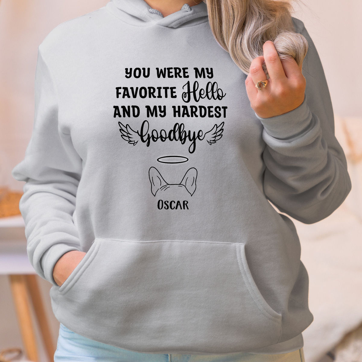 Personalized Shirt - Dog Ear Portraits - Dog Memorial Hoodie - You Were My Favorite Hello And My Hardest Goodbye - Christmas Gifts For Dog Lovers (1201)