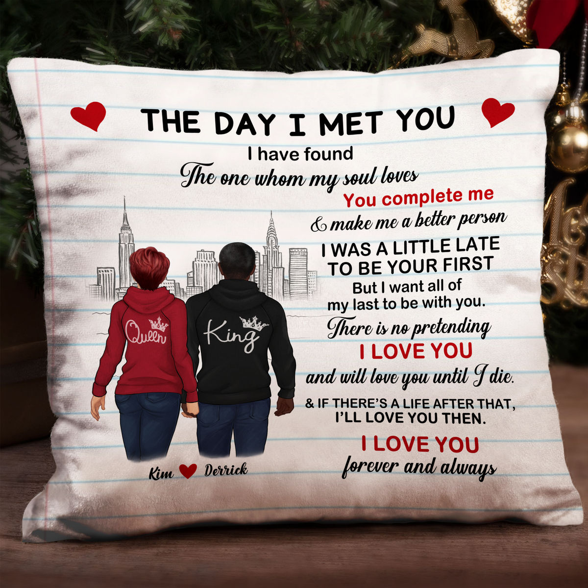 Love Letter Pillow - The Day I Met You... - Christmas Gifts - Valentine's Gifts For Couples