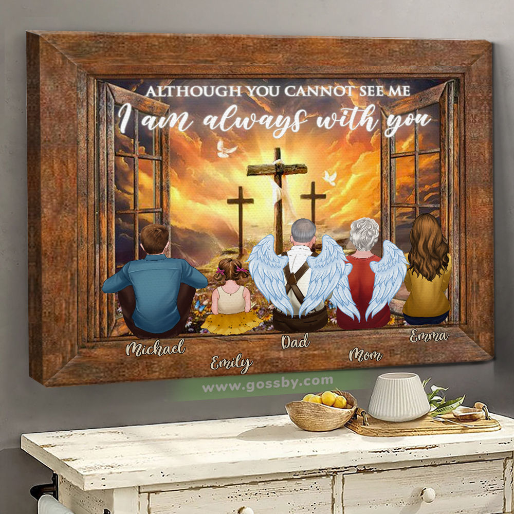 Family Canvas - Although you cannot see me I am always with you - Personalized Wrapped Canvas