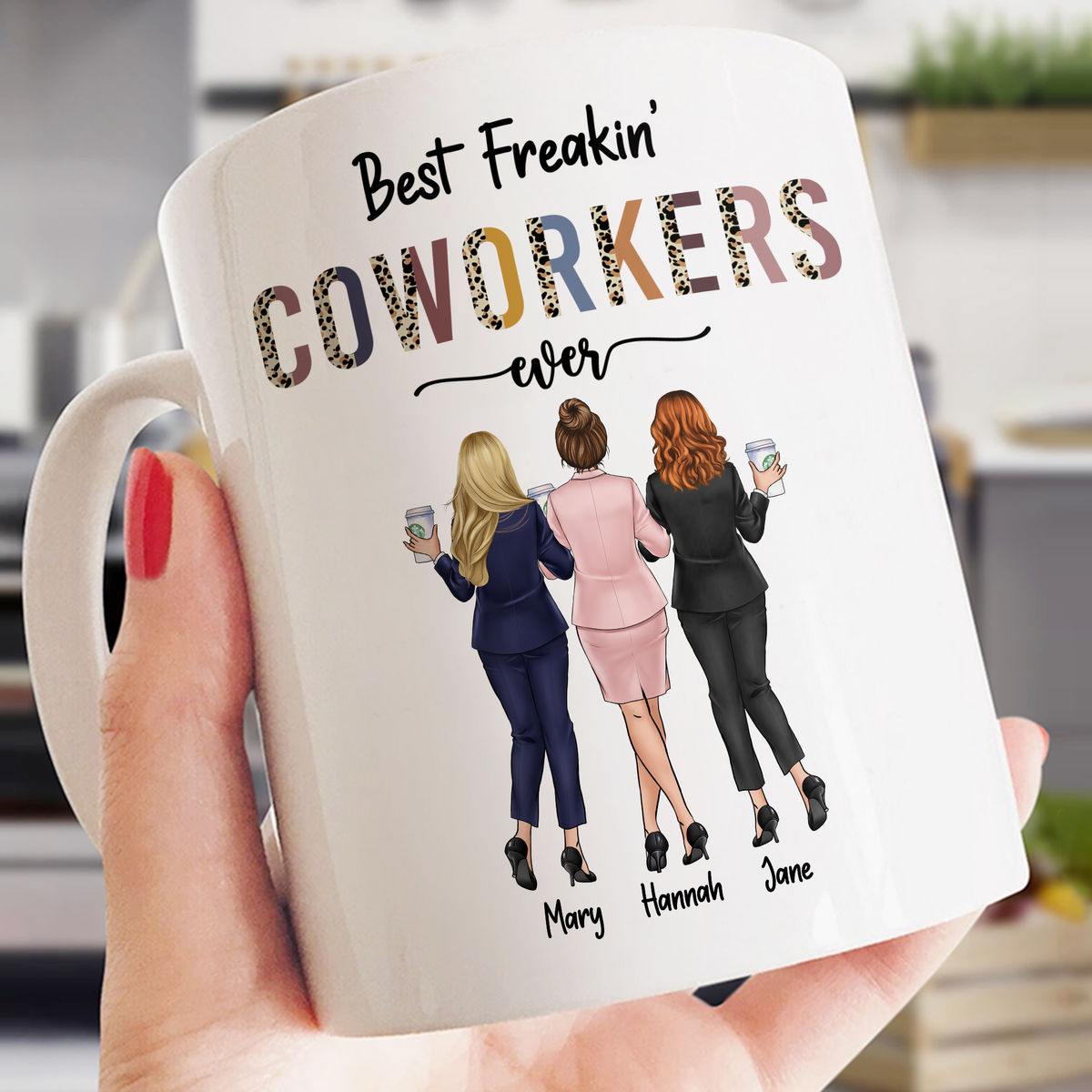 Personalized Mug - Colleague Mug 2023 - Best Freakin' Coworkers Ever - Up to 6 Ladies - Christmas Gifts for Work Besties