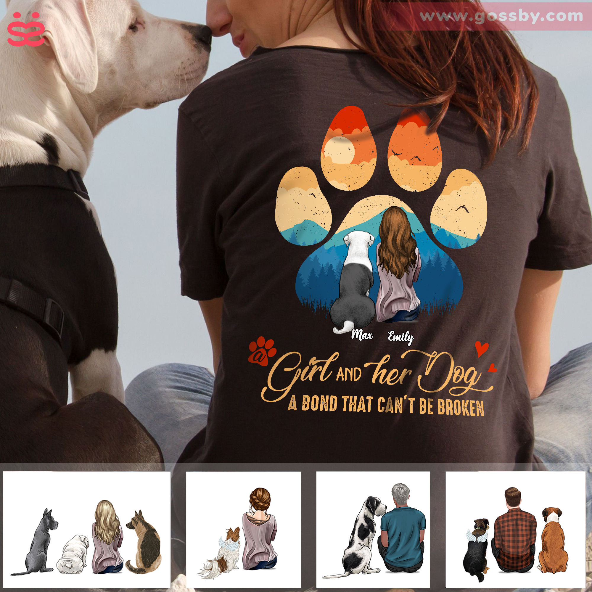 Gossby Personalized Classic Tee Black S - Girl and Dogs Shirt - A Girl and Her Dog, It's A Beautiful Thing