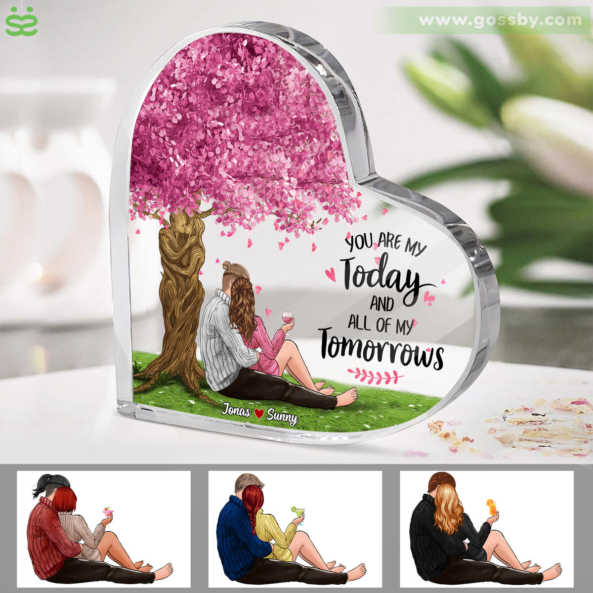 Personalized Desktop - Heart Acrylic Transparent Plaque - Couple - You Are My Today And All Of My Tomorrows