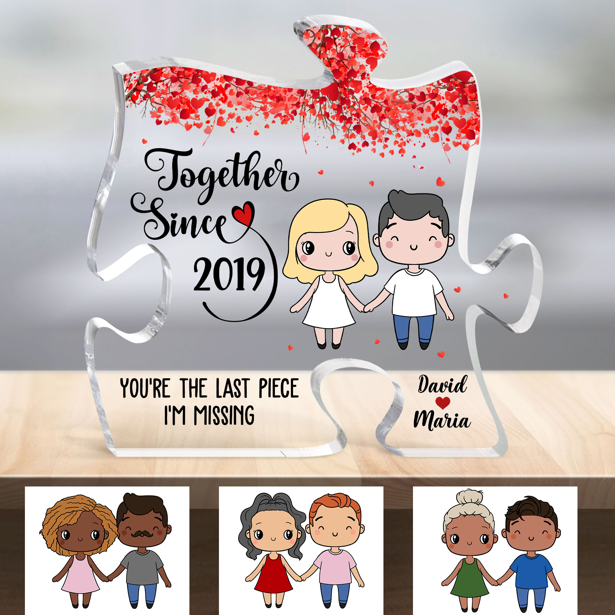 Puzzle acrylic plaque 36101 together since personalized desktop